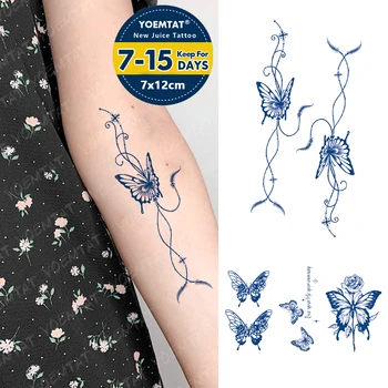 Juice tinta tartós Tatoo Pillangó vonal tollak vízálló ideiglenes tetováló matricák Body Art hamis Tato félig állandó nők Férfiak