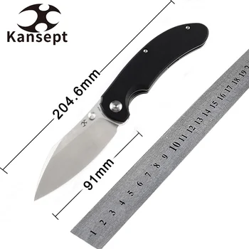 Kansept kések Nesstreet T1039A1 összecsukható kés szatén 154CM penge fekete G10 Karambit készítővel Kemping vadászathoz tervezve EDC