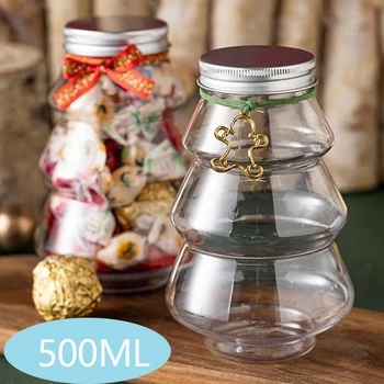 Karácsonyi cukorkeksz palack lezárt üveg fa tej tea snack tároló élelmiszer tároló DIY dekorációs doboz
