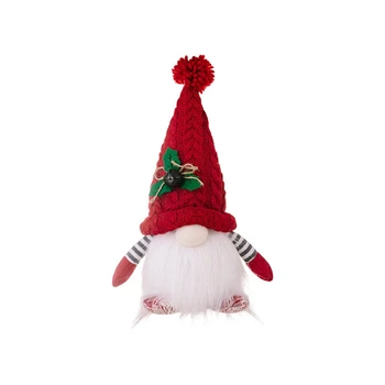 Karácsonyi dísz kötött kalap megvilágított Rudolf baba arctalan Gnome baba karácsonyi dekorációs kellékek tartós, újrafelhasználható piros