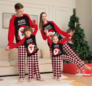 Karácsonyi pizsama karácsony Pjs Hozzáillő egész család szett Anya Apa Apa Lánya Fia Gyerekek Párok Hosszú ujjú Mikulás 2023