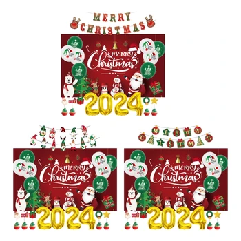 Karácsonyi téma dekoráció Léggömb dekoratív húzólevél torta betét latex lufi szett Home Party dekoráció R7UB