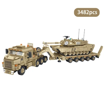 Katonai 3482Pcs M1070 páncélozott autó tartály szállító jármű modell építőelemek Műszaki WW2 hadsereg pótkocsi kockák játékok Gyerek ajándék