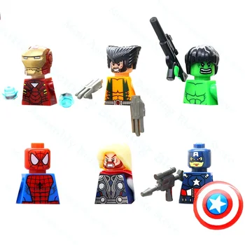 Kis kockák Építőelemek Amerika Kapitány Vasember Thor Hulk Pókember kockák Akciófigurák Szuperhős modellek Gyerekjátékok