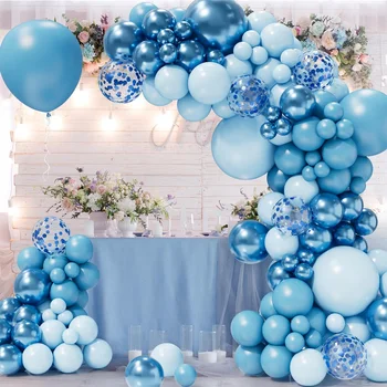 Kék léggömb koszorú ívkészlet Születésnapi zsúr dekoráció Gyerekek esküvő születésnapi zsúr dekoráció kellékek babaváró lány dekoráció ballon