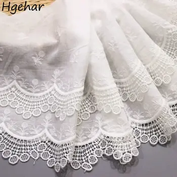 Kétrétegű hímzett fehér csipkeszövetek DIY ruházati anyag Kézzel készített ruha szoknya szegély patchwork varrás kiegészítő dekoráció