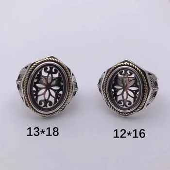 MeiBaPJ 12*16/13*18MM S925 sterling ezüst gyűrű alap DIY nyitógyűrűk Üres ékszerek beállítása Megállapítások Kiegészítők készítése