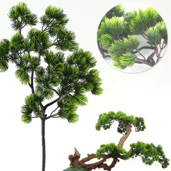 Mesterséges fenyő zöld faágak szimuláció műanyag Üdvözlés fenyő bonsai Home Office Hamis növény dekoráció Őszi karácsonyi dekoráció