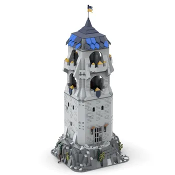 MOC Kreatív építőelemek Középkori őrtorony Vár Utcakép modell DIY összeszerelési kockák Játékok gyerekeknek Karácsonyi ajándékok