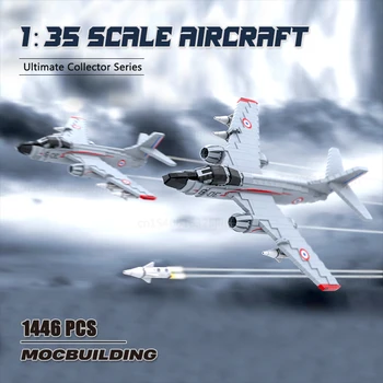 MOC építőelemek 1/35 méretarányú repülőgép modell DIY összeszerelés Technológiai kockák Katonai harcos Oktatási játékok Ajándékok megjelenítése