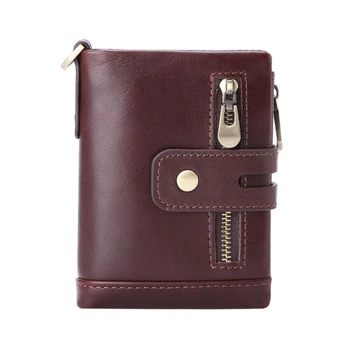 Modern férfi pénztárca kétrészes kompakt érmepénztárca cipzárral Tartsa biztonságban kártyáit