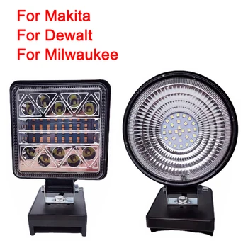  munkafény LED lámpa kültéri Milwaukee számára Dewalt / Makita számára 18V Li-ion akkumulátor szerszám könnyű zseblámpák távolsági fényszóró vészvilágítás