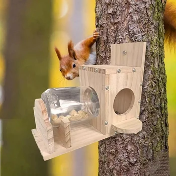 Mókus etetődoboz Tartós ételtároló Fa mókus Állateledel tároló eszközök Mókus madáretető Könnyen telepíthető Könnyen használható