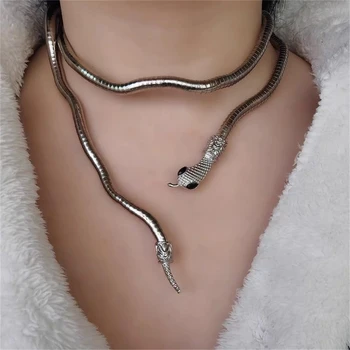 New Fashion Punk többrétegű fém Bendy Snake nyaklánc karkötő nőknek Férfi személyiség Egyedi design Alloy nyaklánc ajándékok