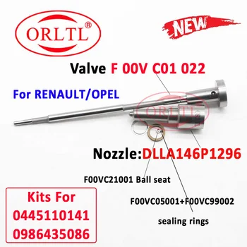 ORLTL javító készletek 0445110141 Üzemanyag befecskendező DLLA146P1296 0433171811 szelep F00VC01022 javító befecskendező szelep RENAULT 166001387R