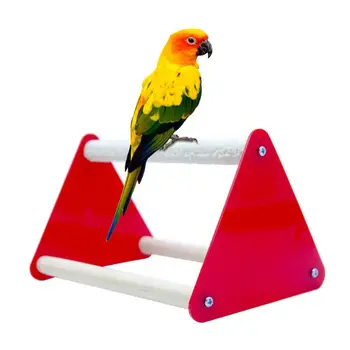 Papagáj sügér Kis műanyag madárállvány stabil háromszög alakú, súrolópálcával Edzés papagájhoz játékhoz Pihenés
