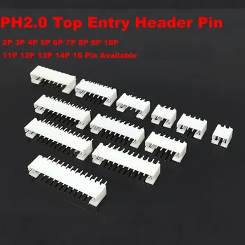 PH2.0 csatlakozó Felső belépési fejléc tű 2.0MM Pitch fejléc egyenes tű 2/3/4/5P/6/7/8/9/10/11/12/13/14/16 tű