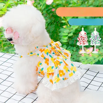 Princess stílusú kutyaruhák Kisállat virágos szoknya pamut harisnyatartó kisállat ruházat hálós szoknya édes kutya ruhák kis kutyáknak Kisállat tárgyak