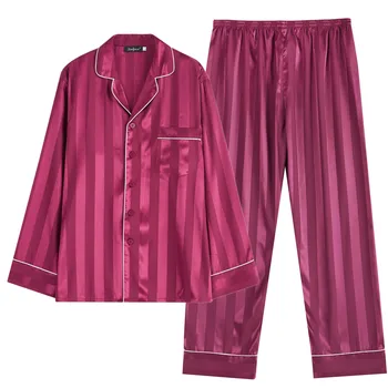 Pár pizsama, nyári selyem utánzatú hosszú ujjú nadrág, loungewear, tavaszi és őszi európai változat plus size hálóruha