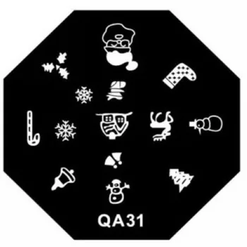 QA sorozat új Octangle körömbélyegző képtábla újra felhasználható Köröm sablon Szarvas hópehely QA31