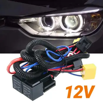 Relé kábelköteg 12v H4 autó fényszóró relé kábelezés stabil fényesítés biztonságos relé kábelköteg világosító fény csoport autó tartozék