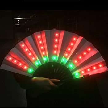 RGB LED izzó ventilátor színes LED fény kézi összecsukható rajongói party Halloween karácsonyi tánczene Bár kellékek ajándék