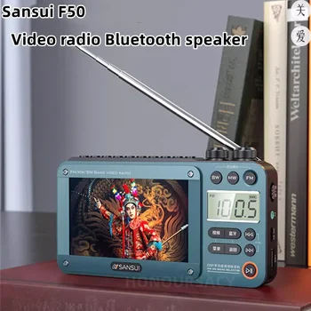 Sansui F50 Retro Video Radio vezeték nélküli Bluetooth hangszóró Hordozható sztereó mélynyomó Mini Plug in Walkm összes sávos Mp3 zenelejátszó