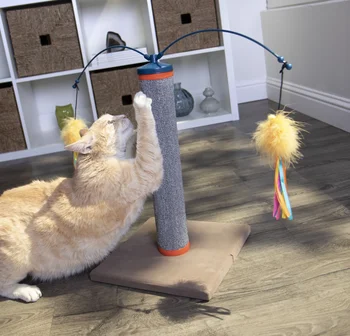 Scratch 'N Spin szőnyeg macska kaparófa interaktív forgó pálca macskajátékokkal