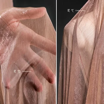 Sifonszövet barna enyhén átlátszó ruha alsó ing Ruházattervező ruházat varrószövet szövet méter szerint DIY anyag