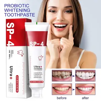 SP-4 Probiotikus fogkrém a lehelet frissítésére SP-4 Probiotikus fogfehérítő fogkrém szájüreg tisztítására sárga