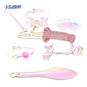 Szexi színes BDSM készlet fétis rabsággal Bilincs ostor öklendező kötél Szex játékok pároknak Rögzítő testhám Egzotikus kiegészítők