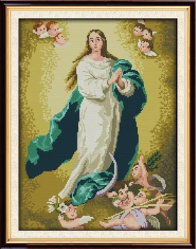 Szűz Mária (3) keresztszemes készlet aida 14ct 11ct darabszám vászon nyomtatása kézzel varrás keresztvarrás hímzés DIY kézzel készített kézimunka