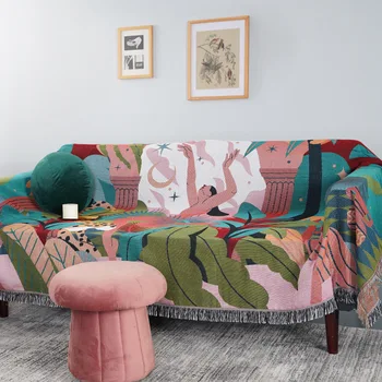 Textil City erdei táncos takaró két oldal kanapéhuzatok trend bojt dzsungel levelek Ins otthoni dekoratív kárpit 160x220cm