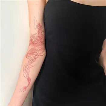 Ukiyo-e Red Dragon tetoválás matrica Boka díszíti az ideiglenes tetoválásokat Vízálló kar tetoválás Nők Férfi Art Hamis tetoválások Nagykereskedelem