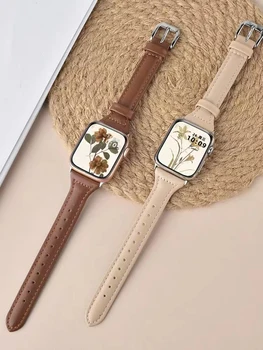 vékony bőrszíj Apple Watch szíjhoz 44mm 45mm 41mm 40mm Correa csukló női karkötő iWatch sorozat 9 8 7 6 5 SE Ultra 2 49mm