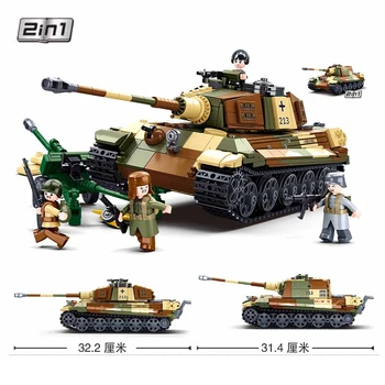 WW2 King Tiger nehéz tankok építőelem modell készlet klasszikusok Katonai háborús fegyver Mini katonák figurák Kockák Játék Gyerekek Fiú ajándékok