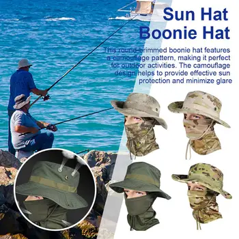 álcázás kerek perem Benny kalap állítható kültéri nap hadsereg ventilátor hegy nagy utazási halászvédelem peremű halászat L8N1
