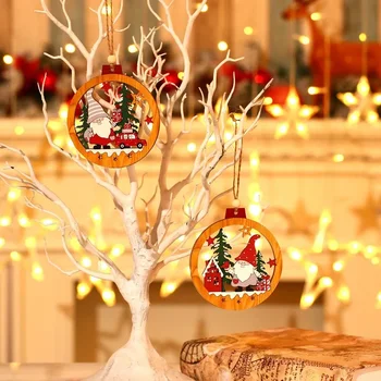 Új karácsonyi díszek Fa erdő törpe öregember medál karácsonyfa Fa medál Boldog karácsonyt jel