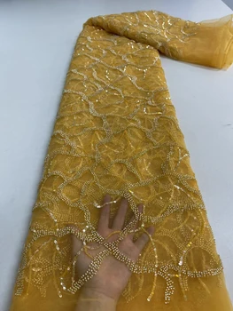 Új érkezés Európai fehér kézzel készített gyöngyfűzés tüll csipke háló flitterek szövetek menyasszonyi rendezvény ruhák anyagok esküvőre