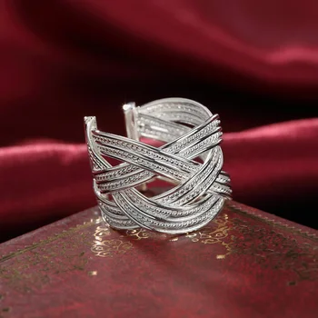 Kiváló minőségű 925 sterling ezüst finom retro gyűrűk nőknek állítható Népszerű esküvői parti karácsonyi ajándékok ékszerek