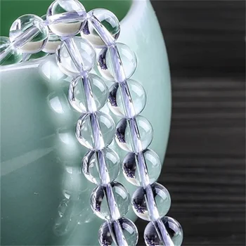 Kristály laza gyöngyök ékszerkészítéshez átlátszó fehér Természetes kő 4-12mm DIY nők Ékszer nyaklánc karkötő kiegészítők